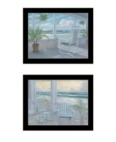 Trendy Decor 4U "Coastal Porch Relaxing" Framed Wall Art for Living Room, Wall Art Print for Home Decor, Bedroom Wall Art by Georgia Janisse