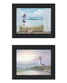 Trendy Decor 4U "Lighthouse at Sunset" Framed Wall Art for Living Room, Wall Art Print for Home Decor, Bedroom Wall Art by Georgia Janisse