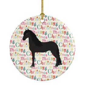 Friesian Horse Christmas Ceramic Ornament Christmas Tree Hanging Decorations for Home Christmas Holiday, Party, Gift, 3 in, Multicolor