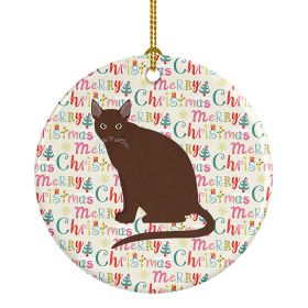 Raas Cat Christmas Ceramic Ornament Christmas Tree Hanging Decorations for Home Christmas Holiday, Party, Gift, 3 in, Multicolor