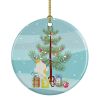 Parisian Trumpeter Canary Merry Christmas Ceramic Ornament Christmas Tree Hanging Decorations for Home Christmas Holiday, Party, Gift, 3 in