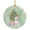 Bichon Frise Puppy Christmas Presents and Tree Ceramic Ornament Christmas Tree Hanging Decorations for Home Christmas Holiday, Party, Gift, 3 in