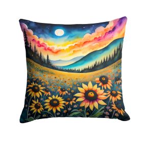 Colorful Black-eyed Susans Throw Pillow Machine Washable, Indoor Outdoor Decorative Pillow for Couch, Bed or Patio, 14Hx14W