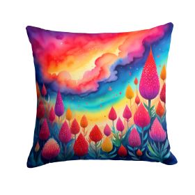 Colorful Celosia Throw Pillow Machine Washable, Indoor Outdoor Decorative Pillow for Couch, Bed or Patio, 14Hx14W