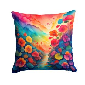 Colorful Begonias Throw Pillow Machine Washable, Indoor Outdoor Decorative Pillow for Couch, Bed or Patio, 14Hx14W