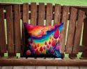 Colorful Celosia Throw Pillow Machine Washable, Indoor Outdoor Decorative Pillow for Couch, Bed or Patio, 14Hx14W