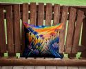 Colorful Agapanthus Throw Pillow Machine Washable, Indoor Outdoor Decorative Pillow for Couch, Bed or Patio, 14Hx14W