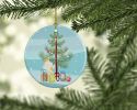 Parisian Trumpeter Canary Merry Christmas Ceramic Ornament Christmas Tree Hanging Decorations for Home Christmas Holiday, Party, Gift, 3 in