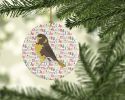 Spanish Canary Christmas Ceramic Ornament Christmas Tree Hanging Decorations for Home Christmas Holiday, Party, Gift, 3 in, Multicolor