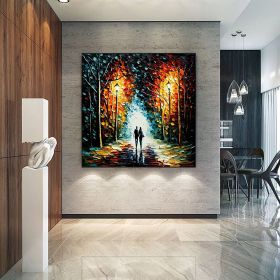 Hand Painted Oil Painting Original Romantic Cityscape Oil Painting On Canvas Large Wall Art Abstract Colorful Forest Painting Custom Tree Painting Bed (style: 01, size: 70x70cm)