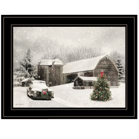 Trendy Decor 4U "Farmhouse Christmas" Framed Wall Art, Modern Home Decor Framed Print for Living Room (Color: as Pic)