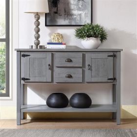 48'' Solid Wood Sideboard Console Table with 2 Drawers and Cabinets and Bottom Shelf (Color: as picture)