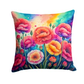 Colorful Carnations Throw Pillow Machine Washable, Indoor Outdoor Decorative Pillow for Couch, Bed or Patio, 14Hx14W (Default: Default)