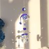 1pc Crystal Sun Catchers, Blue Butterfly Evil Eye Suncatcher Indoor Window With Prism Ball